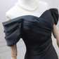 Simple Off-the-Shoulder Black  Prom Dress Satin Mermaid Formal Dress C8295