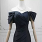 Simple Off-the-Shoulder Black  Prom Dress Satin Mermaid Formal Dress C8295
