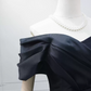 Simple Off-the-Shoulder Black  Prom Dress Satin Mermaid Formal Dress C8295