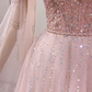 Cute Off-the-Shoulder Pink Ball Gown Long Sleeve Beading Tulle Sweet 16 Dresses C8297