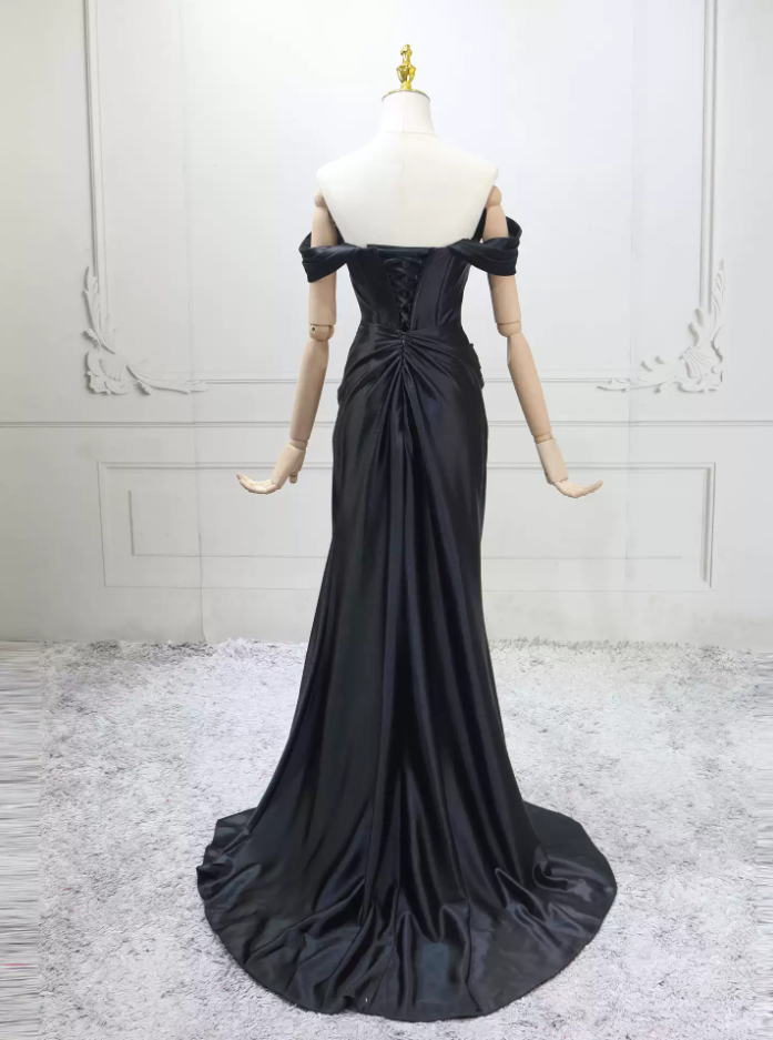 Robe de bal de princesse bustier à volants en satin long, robe de soirée C8117