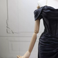 Robe de bal de princesse bustier à volants en satin long, robe de soirée C8117