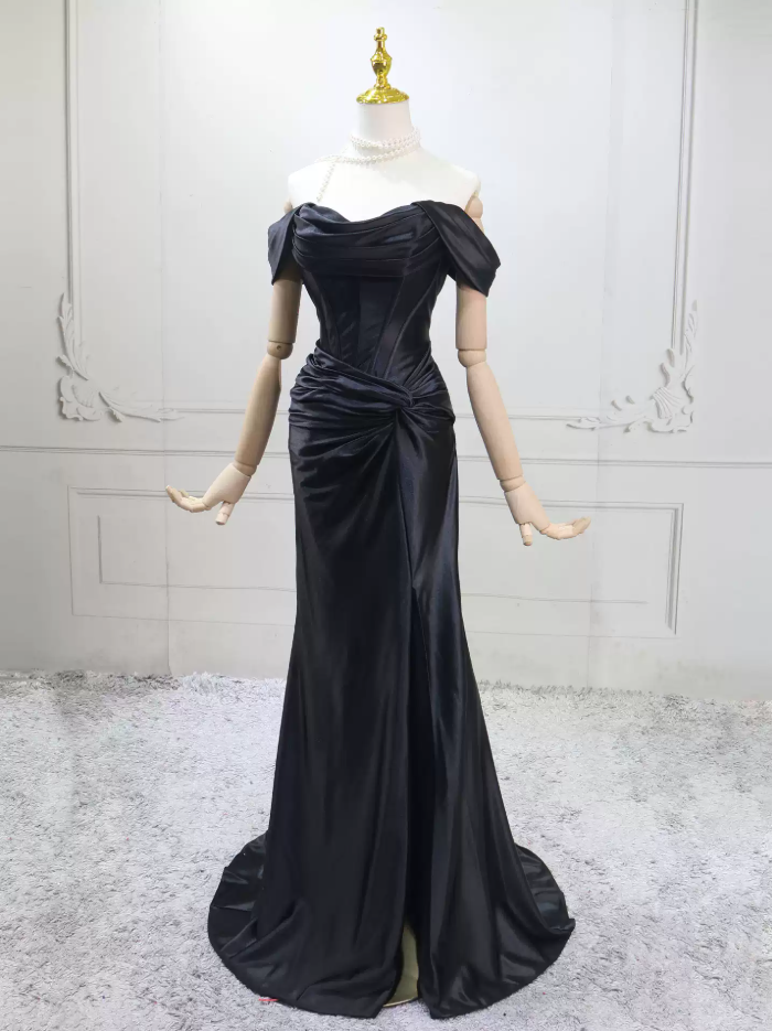 Robe de bal de princesse bustier à volants en satin long, robe de soirée C8117
