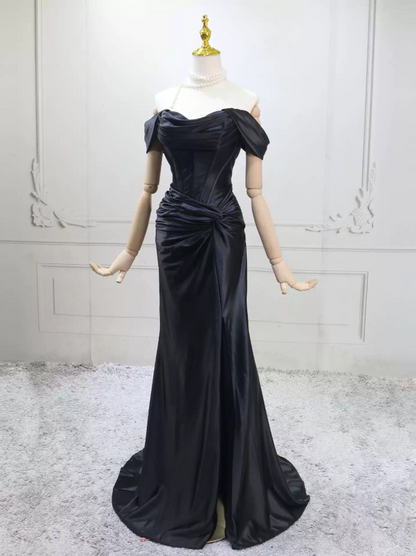 Robe de bal de princesse bustier à volants en satin long, robe de soirée C8117