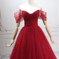 Alluring Off-the-Shoulder Red Ball Gown Tulle Sequins Sweet 16 Dresses C8300