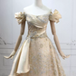 Unique Off-the-Shoulder Beige Ball Gown Sequins Sweet 16 Dresses C8301