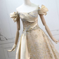 Unique Off-the-Shoulder Beige Ball Gown Sequins Sweet 16 Dresses C8301