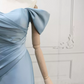 Vintage Off-the-Shoulder Blue Prom Dress Satin Mermaid Formal Dress C8302