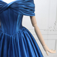 Classical Off-the-Shoulder Blue Ball Gown Satin Sweet 16 Dresses C8304