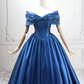 Classical Off-the-Shoulder Blue Ball Gown Satin Sweet 16 Dresses C8304