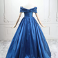 Classical Off-the-Shoulder Blue Ball Gown Satin Sweet 16 Dresses C8304