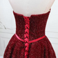 Glittering Red Homecoming Dress Strapless Sequins Birthday Dress C8308