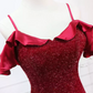 Glamorous Off-the-Shoulder Red Prom Dress Sequins Mermaid Evening Dress C8309