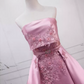 Mini robe de soirée en satin, sans bretelles, sans manches, ligne a, simple, C899