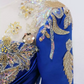 Sleek Illusion Neck Blue Ball Gown Long Sleeve Sequins Sweet 16 Dresses C8311