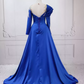 Sleek Illusion Neck Blue Ball Gown Long Sleeve Sequins Sweet 16 Dresses C8311