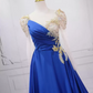 Trendy Illusion Neck Blue Ball Gown Sequins Long Sleeve Sweet 16 Dresses C8313