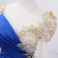 Trendy Illusion Neck Blue Ball Gown Sequins Long Sleeve Sweet 16 Dresses C8313