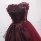 Alluring Burgundy Ball Gown Strapless Tulle Sweet 16 Dresses C8314