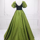 Romantic Satin Green Ball Gown V Neck Short Sleeve Sweet 16 Dresses C8316