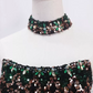Luxurious Strapless Long Ball Gown With Choker  Sequins Beaded Sweet 16 Dresses C8317