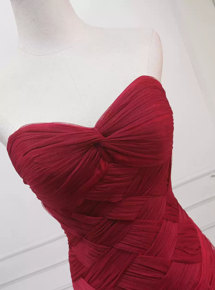 Classical Strapless Tulle Prom Dress Long Mermaid Evening Dress C8321