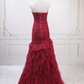 Classical Strapless Tulle Prom Dress Long Mermaid Evening Dress C8321