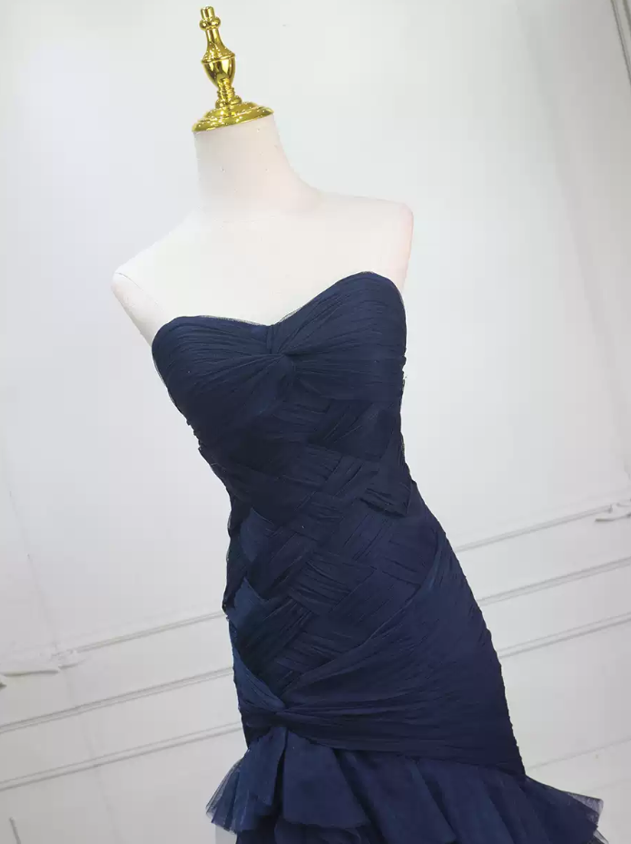 Classical Strapless Tulle Prom Dress Long Mermaid Evening Dress C8321