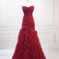 Classical Strapless Tulle Prom Dress Long Mermaid Evening Dress C8321