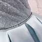 Sparkly V Neck Homecoming Dress Blue Satin Sequins Birthday Dress C8324