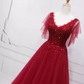Jolie robe de bal en tulle à décolleté en cœur et longues couches rouges pour les robes de bal Sweet 16 C3210
