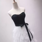 Unique Strapless Black & White Prom Dress Beading Tulle A-Line Evening Dress C8331