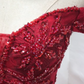 Luxurious Red Off-the-Shoulder Ball Gown Beaded Tulle Sweet 16 Dresses C8335
