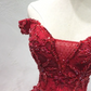 Luxurious Red Off-the-Shoulder Ball Gown Beaded Tulle Sweet 16 Dresses C8335