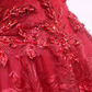 Luxurious Red Off-the-Shoulder Ball Gown Beaded Tulle Sweet 16 Dresses C8335