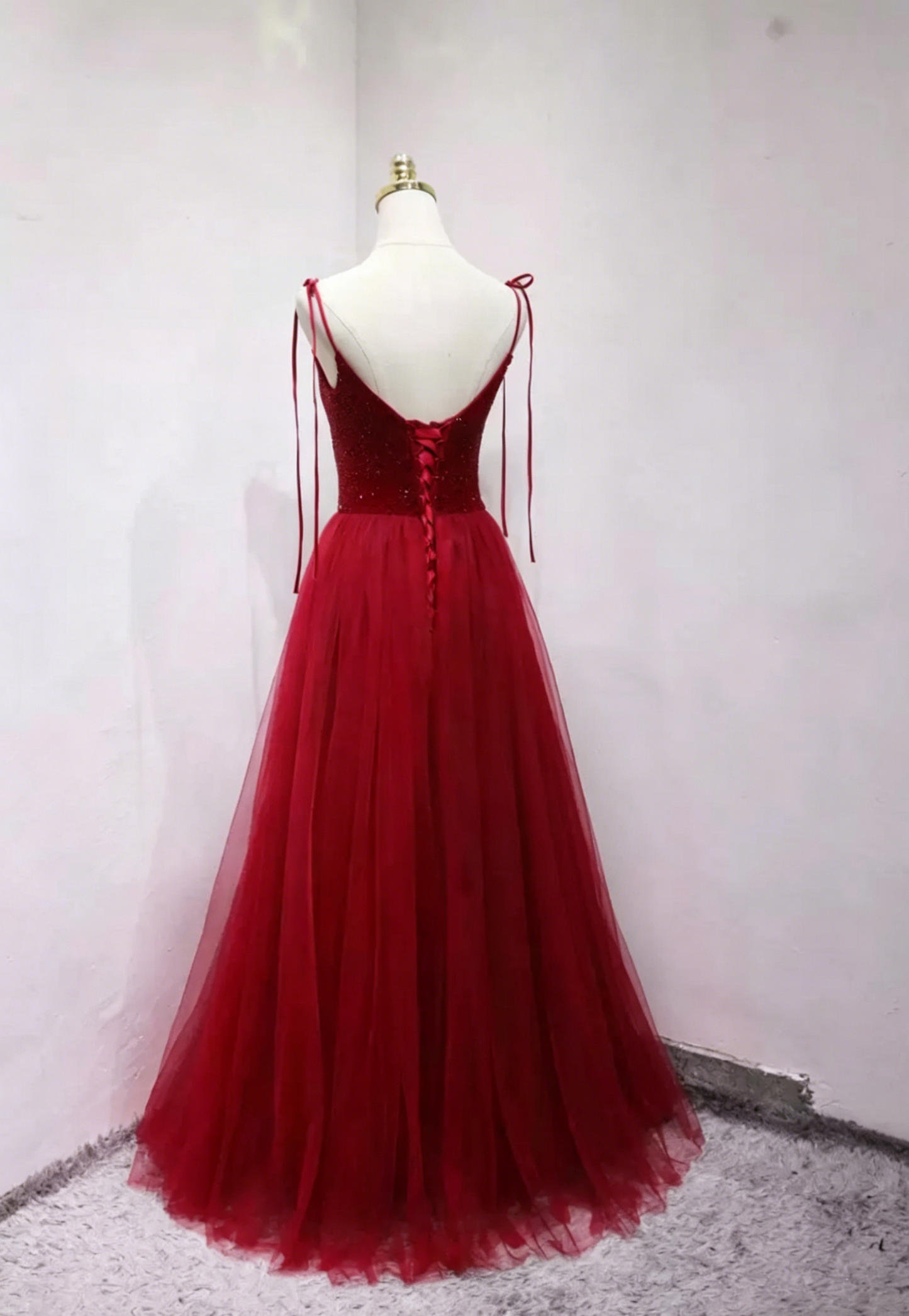 Robe de bal de princesse bustier à volants en satin long, robe de soirée C8117