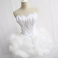 Mini robe de soirée en satin, sans bretelles, sans manches, ligne a, simple, C899