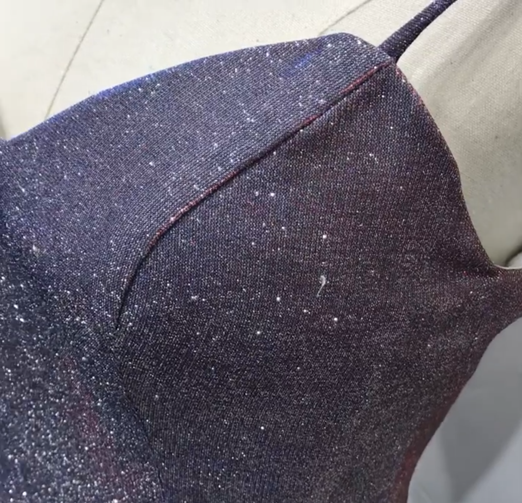 Glittering Spaghetti Straps Purple Prom Dress Sequins Evening Dress C8339