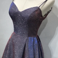Glittering Spaghetti Straps Purple Prom Dress Sequins Evening Dress C8339