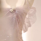Vintage Mermaid Straps Pink Tulle Long Prom Dress C783