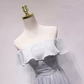 Simple Off-the-Shoulder Grey Prom Dress Ruffles A-Line Formal Dress C8343