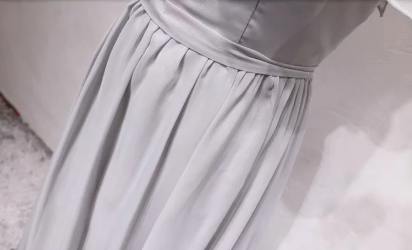 Simple Off-the-Shoulder Grey Prom Dress Ruffles A-Line Formal Dress C8343
