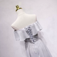 Simple Off-the-Shoulder Grey Prom Dress Ruffles A-Line Formal Dress C8343