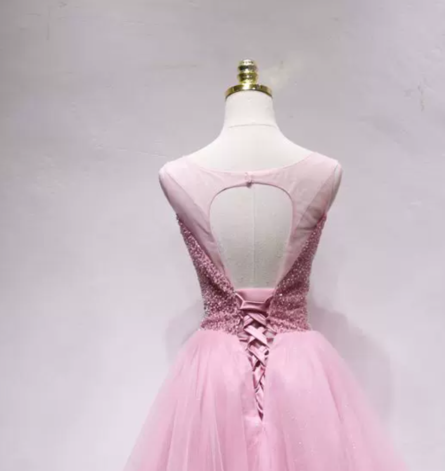 Glittering Sequins Pink Homecoming Dress Tulle Birthday Dress C8347