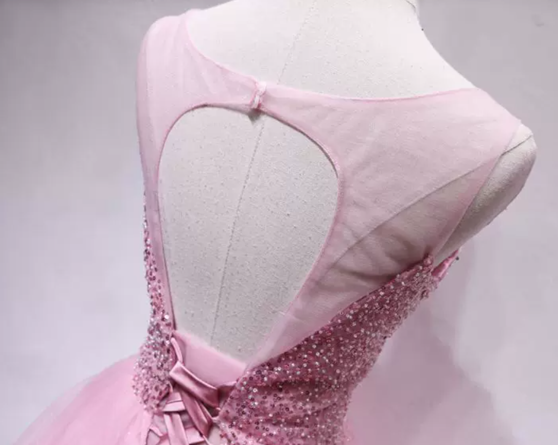 Glittering Sequins Pink Homecoming Dress Tulle Birthday Dress C8347