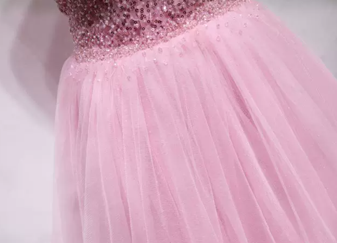 Glittering Sequins Pink Homecoming Dress Tulle Birthday Dress C8347