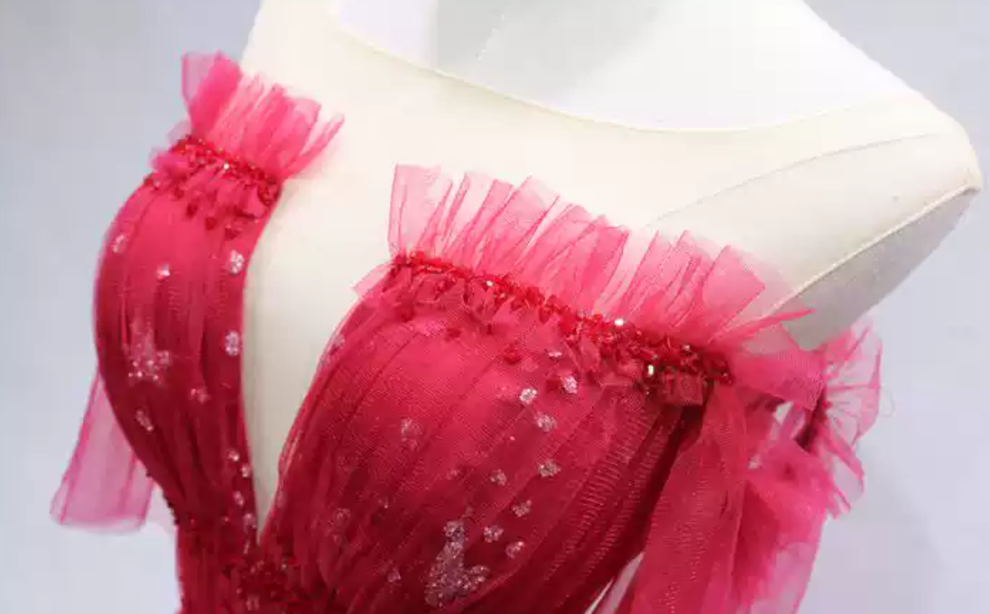 Brilliant Red Prom Dress Sequins Tulle A-Line Formal Dress C8348
