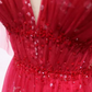 Brilliant Red Prom Dress Sequins Tulle A-Line Formal Dress C8348