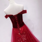 Charming Off-the-Shoulder Red Prom Dress Sequins Velvet A-Line Formal Dress C8349