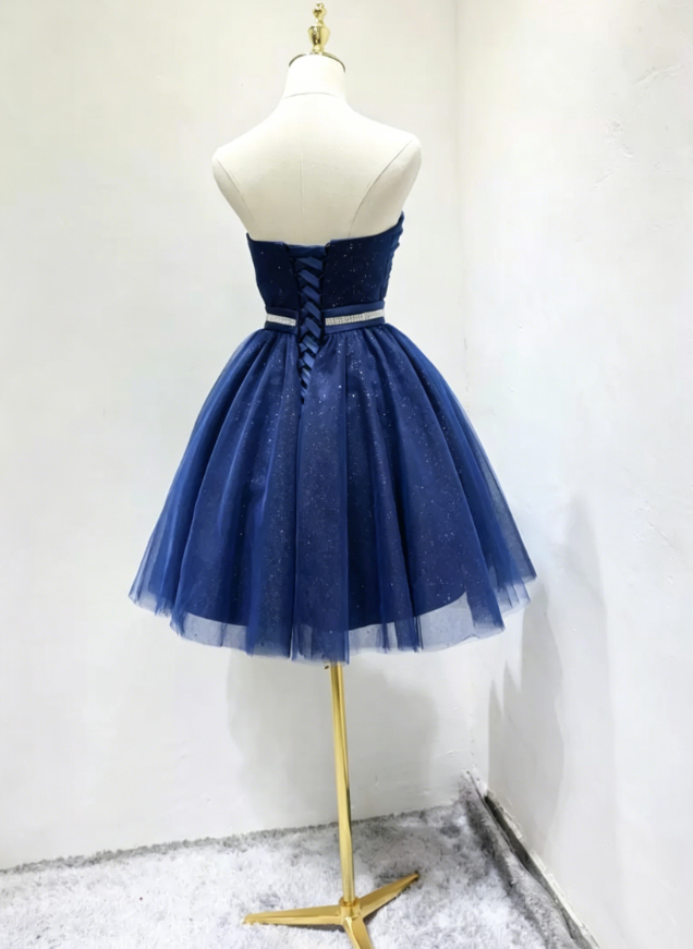 Mini robe de soirée en satin, sans bretelles, sans manches, ligne a, simple, C899